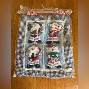 Birds Of A Feather Santa Claus Wall Hanging Handmade Christmas 3D Country Quilt